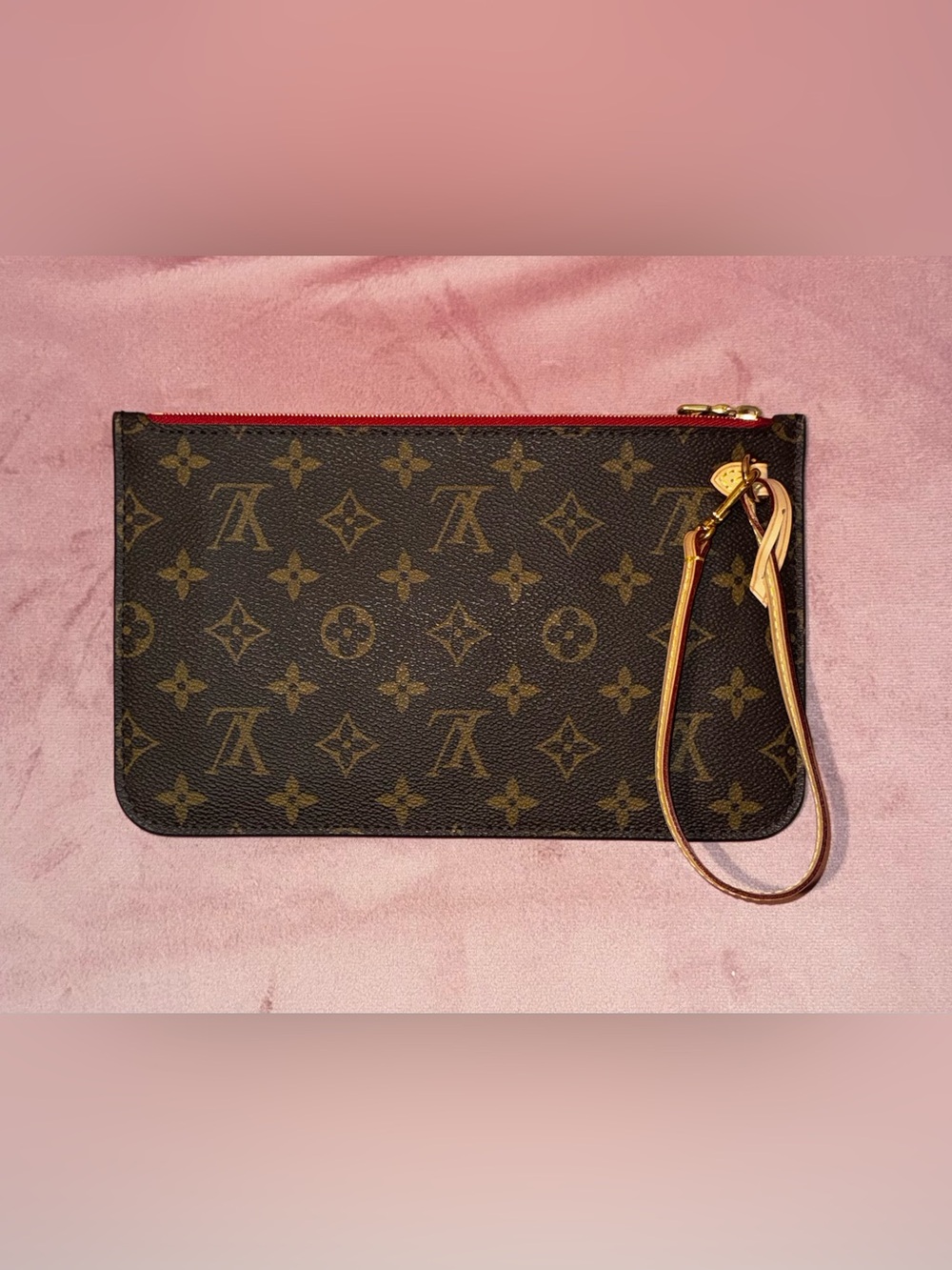 Louis Vuitton Red Stripe Interior Pouch with Gold Hardware